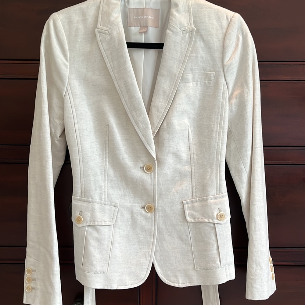Banana Republic Linen Blazer Size 6 with Tie and Pockets NWOT - Picture 3 of 10